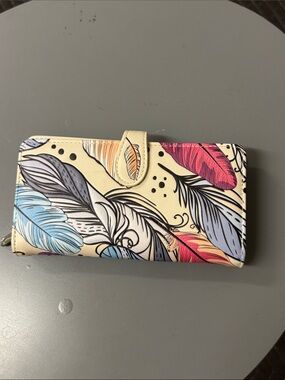 SHAG WEAR Floral Feather Print Wallet – Cream Multicolor